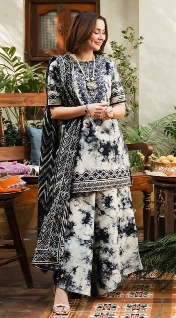 Sapphire on soft  Khaddar  with Soft Khaddar  shawl